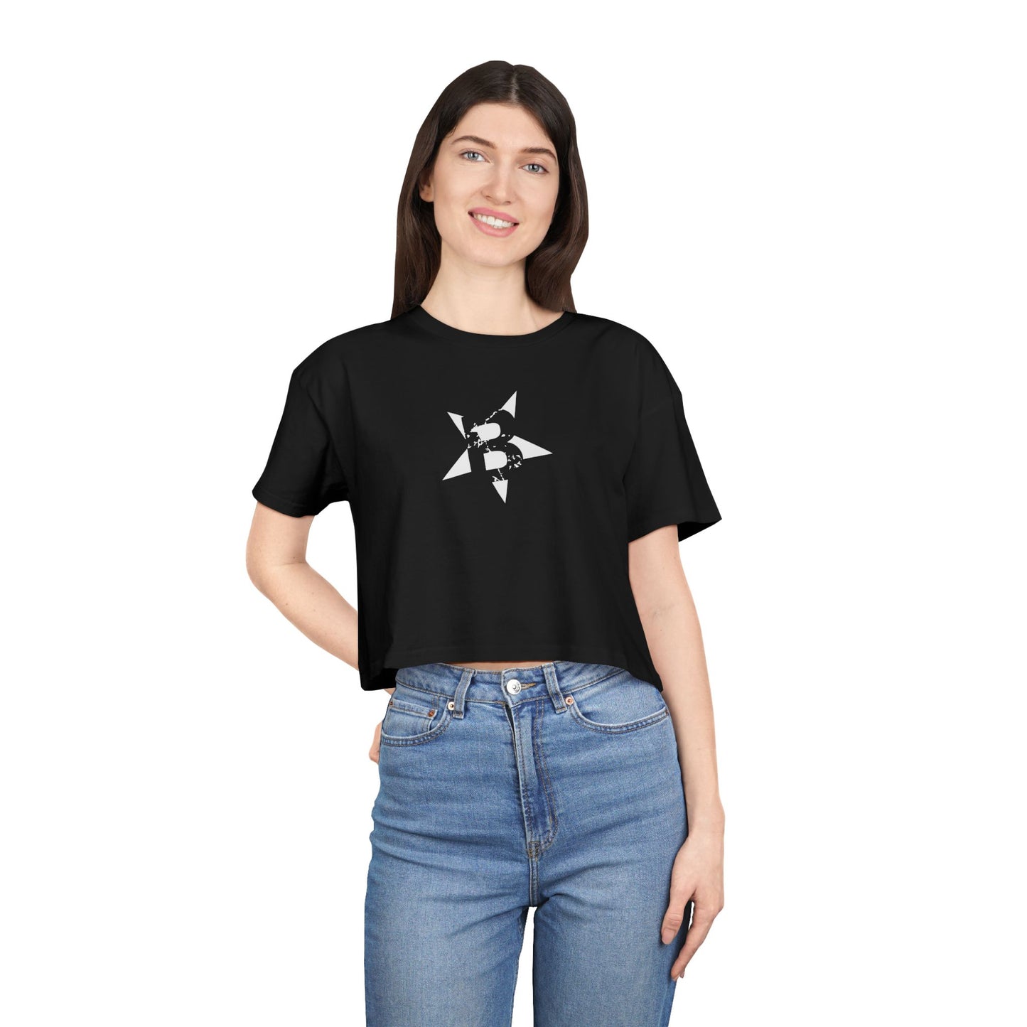 BRACE 'Classic' Ladies Crop Top, front star print